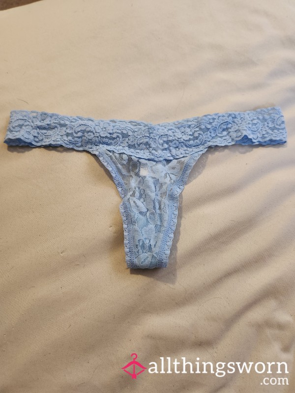 Light Blue Lacey Thong 24 Hour Wear