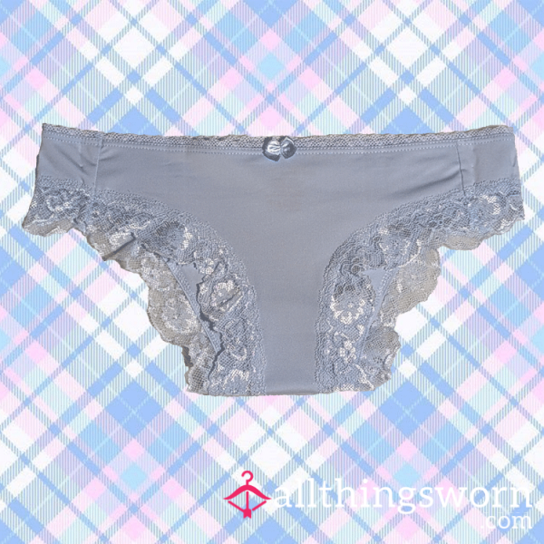 Light Blue Microfiber Cheeky Panty With Lace