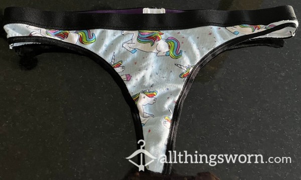 Light Blue Unicorn Print MeUndies Cotton Thong