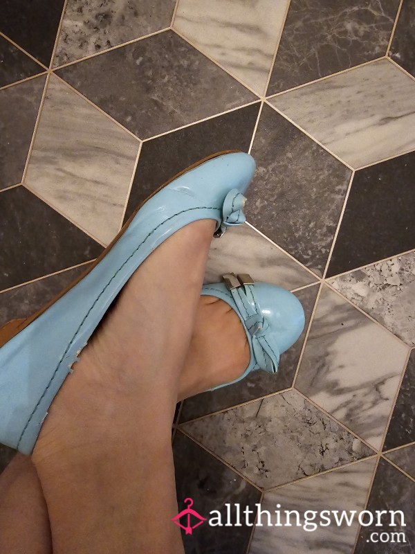 Light Blue Well Worn Carvela Flats Size 3 UK