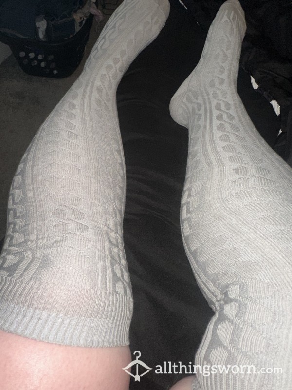 Light Grey Knee High Socks 🧦♥️🥰