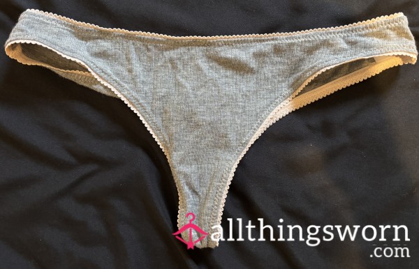 Light Grey / Light Pink Thong Size Small