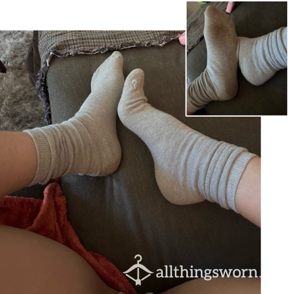 Light Grey Tube Socks | S**y Socks | Foot Print | Tight, Scented | High Arches