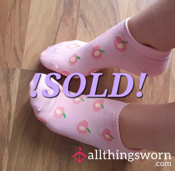 🍑🩷 Light Pink Cotton Socks With Peach Pattern 🩷🍑