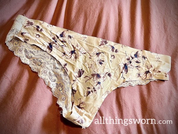 Light Pink Flor*l Marilyn Monroe NYLON & LACE Panties XL