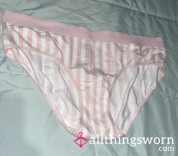 Light Pink & White Stripe Victoria’s Secret Panties💕