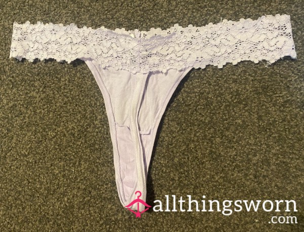 Light Purple Thong With Lacy Waistband