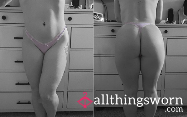 Light Purple Thong With White Lace Trim