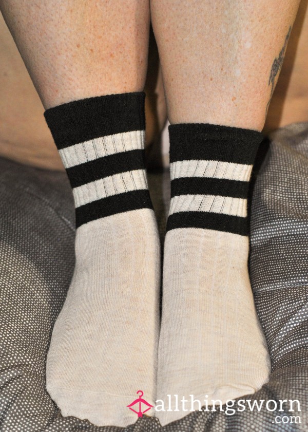 Light Sand With Black Stripes Above Ankle