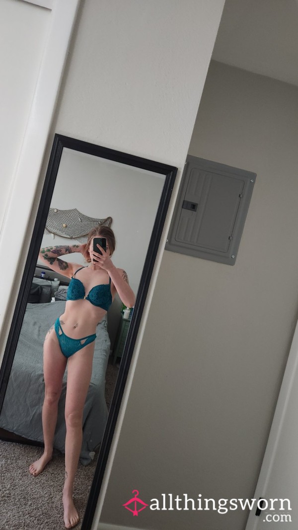 🦚 Light Teal Bra And Panty Set 🦚