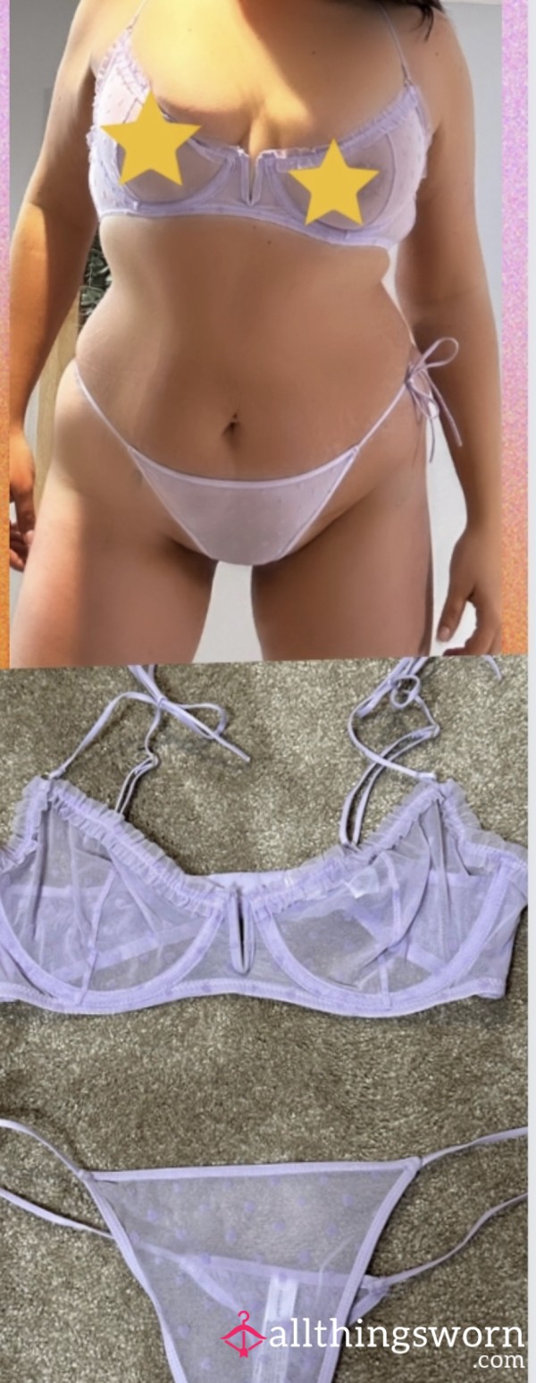 Lilac Bra And Thong Lingerie Set