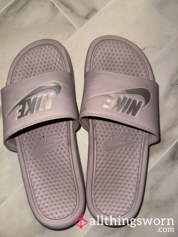 Lilac Nike Slides