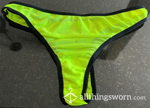 Lime Green Mesh Brazilian High Leg Panty