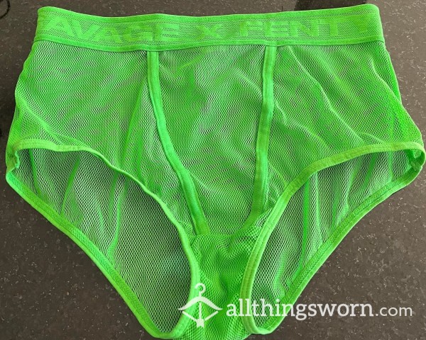 Lime Green Mesh Savage X Fenty Panty - Sz Small