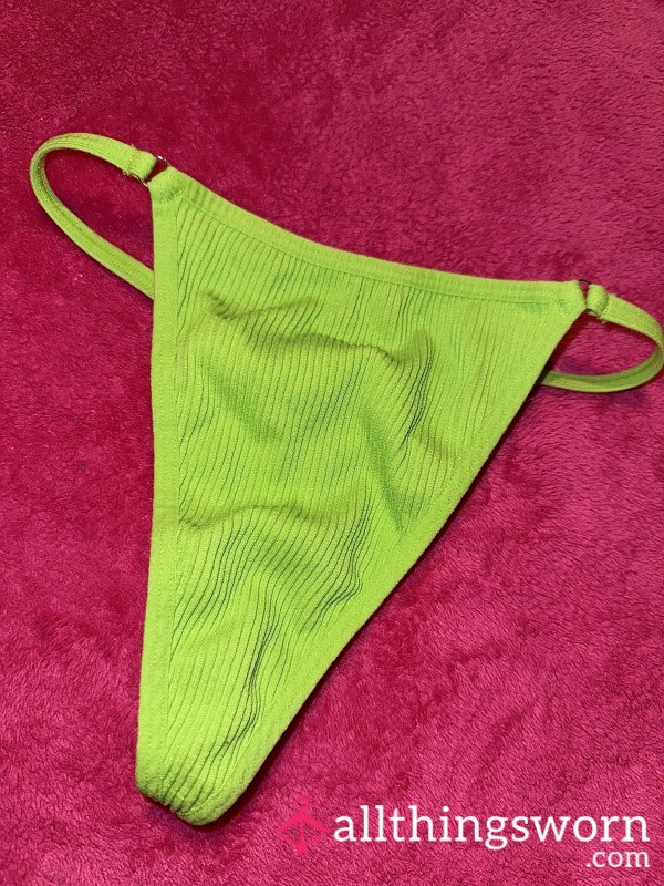 Lime Green Ribbed G-String