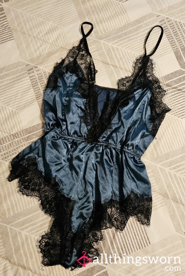 S**y Lingerie- Satin Lace Bodysuit With V Neck