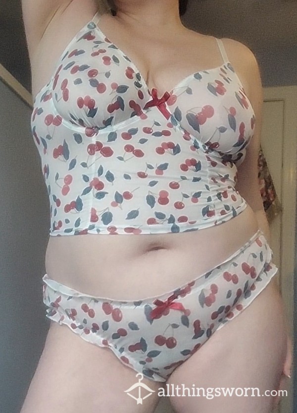 Lingerie Set💲29: Sweetheart Sheer White 🍒 Printed Adult S**y S**y & Sweet Lingerie With 2️⃣ Day Wear. Includes 2️⃣ Electronic Images/short Videos Per Day During Wear. ➕️Add Ons Available