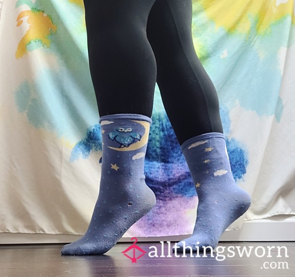 Long Blue Owl Socks