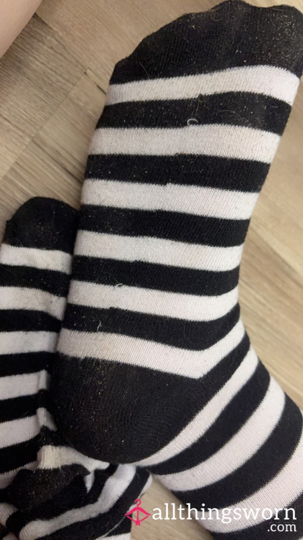 Long Dirty Striped Cosplay Knee Highs