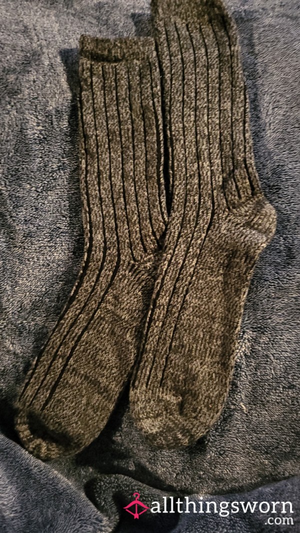 Old Worn Long Green Warm Socks