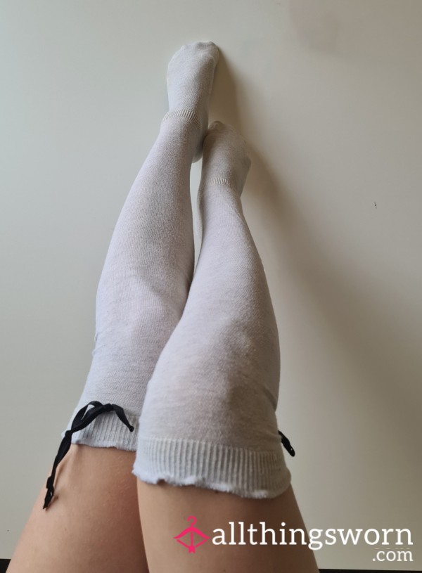 Long Over-the-knee Grey Cotton Socks