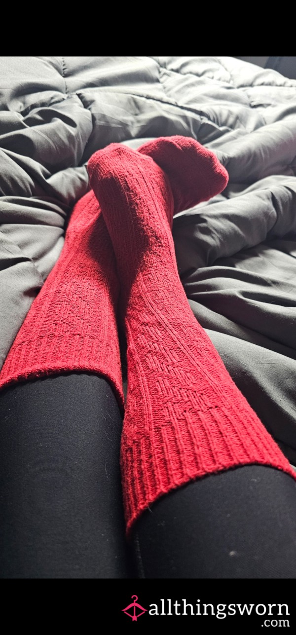 Long Red Sweater Socks