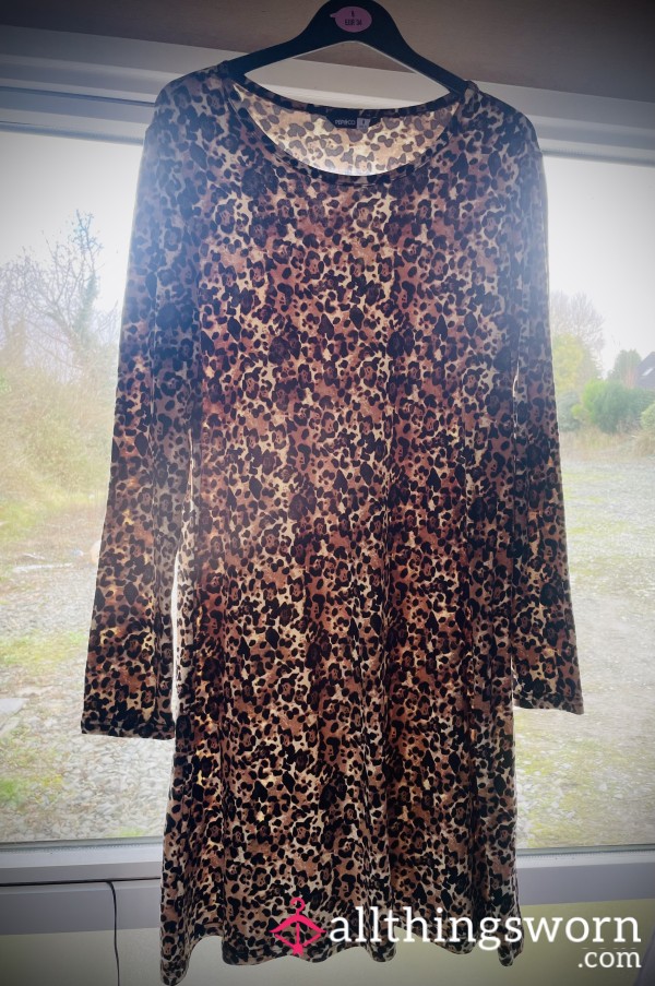 Long Sleeve Leopard Print Dress