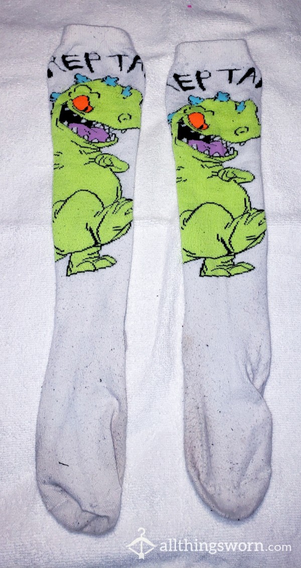 Long White  Reptar Socks