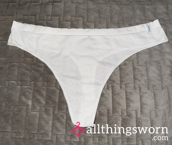 Looking For Something Irresistibly Intimate? This White Cotton Thong Is Yours—worn For A Full 24 Hours And Delivered Discreetly & FREE Across The UK! 🚚✨