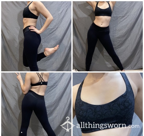 Lulu Lemon Navy Blue Sports Bra And Leggings Combo