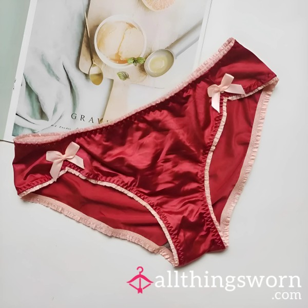 Luxurious Satin Feel Brief In Red And Pink