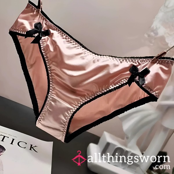 Luxurious Satin Feel Briefs In Pink And Black