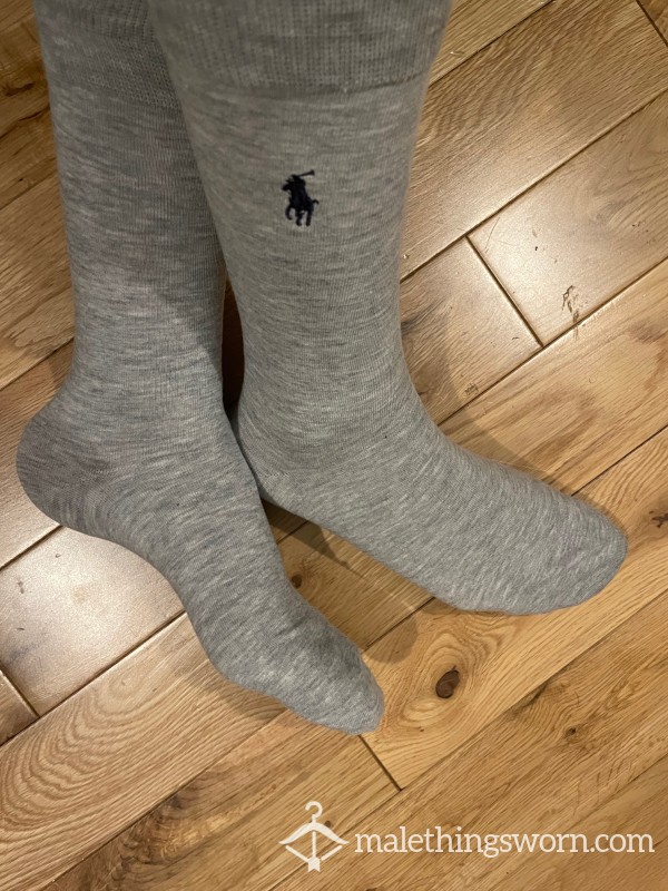 Luxury Ralph Lauren Polo Grey Dress Socks With Embroidered Logo, You Want To Sniff A Bit Of Cla**?