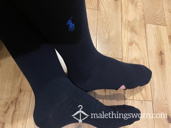 Luxury Ralph Lauren Polo Navy Dress Socks With Embroidered Logo, With Hole. You Want To Sniff A Bit Of Cla**?