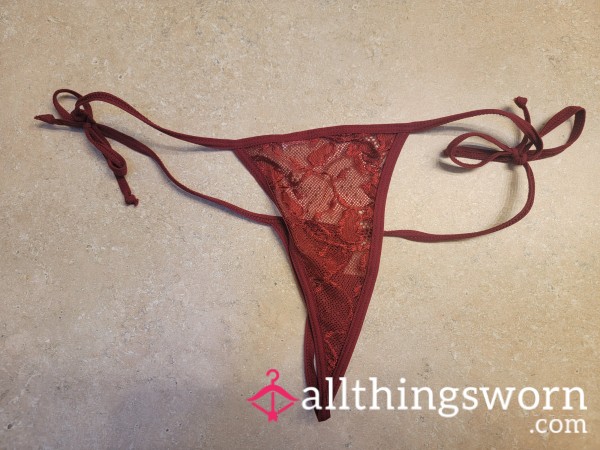 Magenta Lacy Thong With Tie Sides