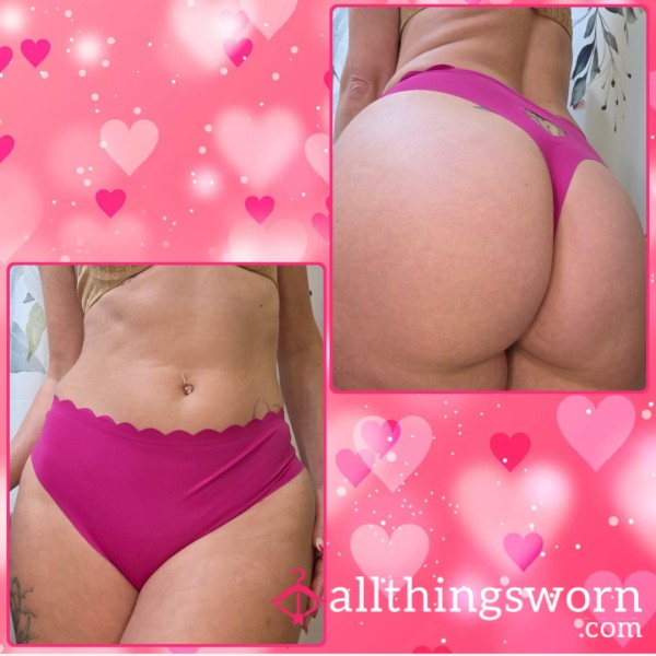 Silky Magenta Heart Thong