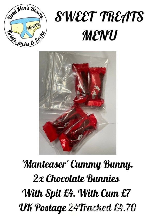 'Manteaser' C*mmy Bunnies. 2x Chocolate Bunnies With Sp*t Or C*m. From £4 Plus Postage. See Photo