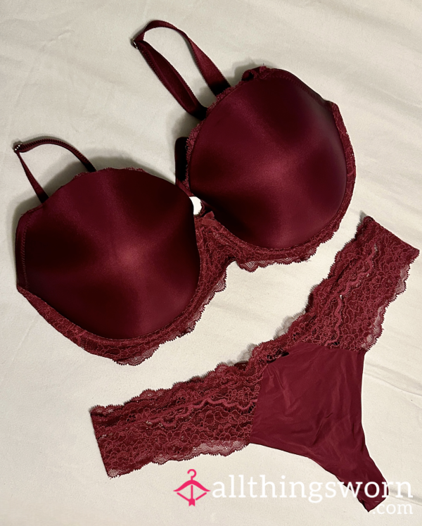 Maroon Bra And Panties Set