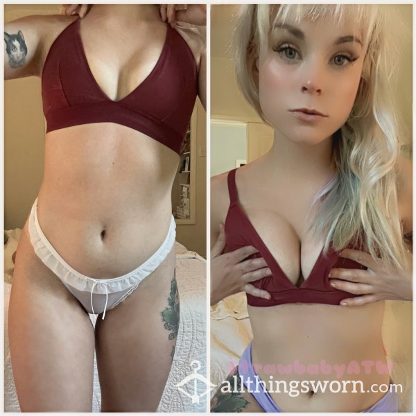 Maroon Bralette | S**y, Silly Soft | Unpadded Bra, B32 | Natural, Small Perky B**bs | Click For More Photos