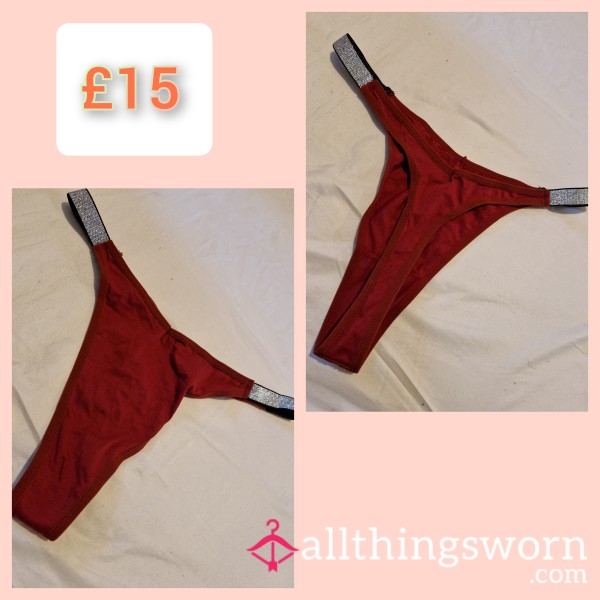 Maroon Cotton Thong With Glitter Sides