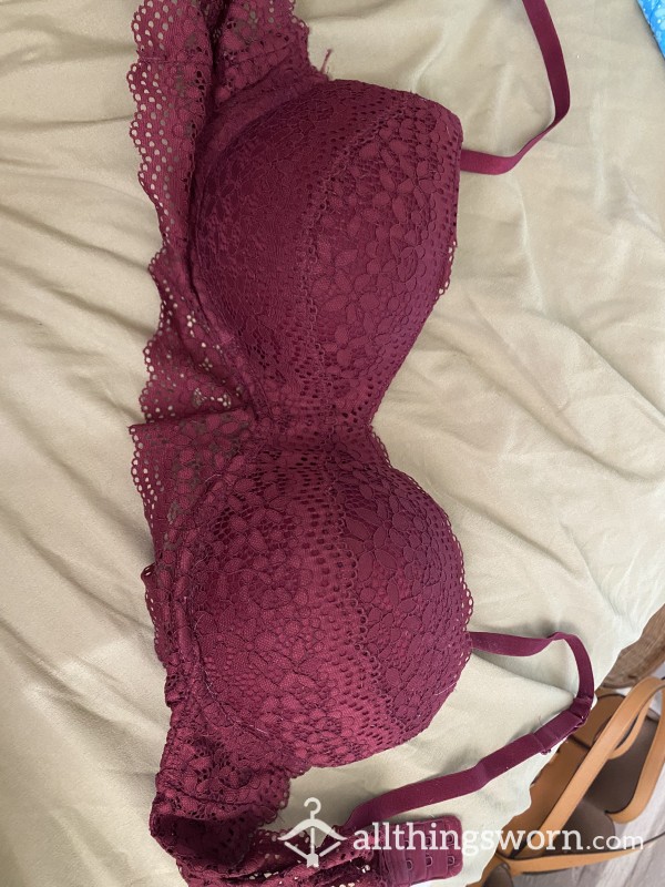 Maroon Lace Push Up Bra