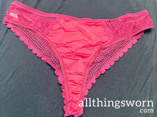 Maroon Lace Thong