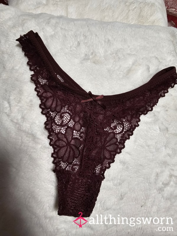 Maroon Lacy Thong