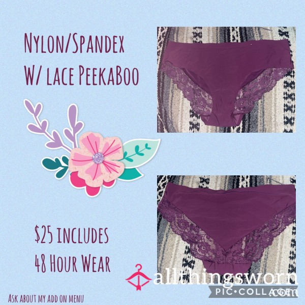 Maroon Nylon Lace Cheeky