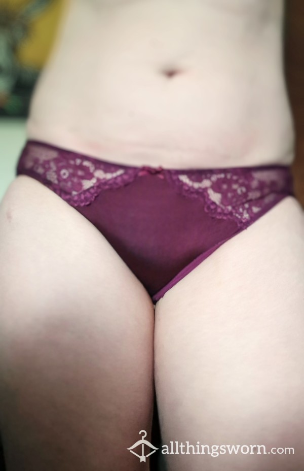 Maroon STINKY Silky Worn Panties - With Extras 💋