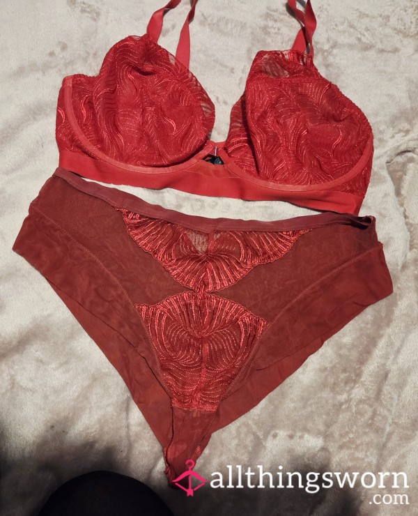 Matching Set. Red Bra (36G) And Panties (uk18)