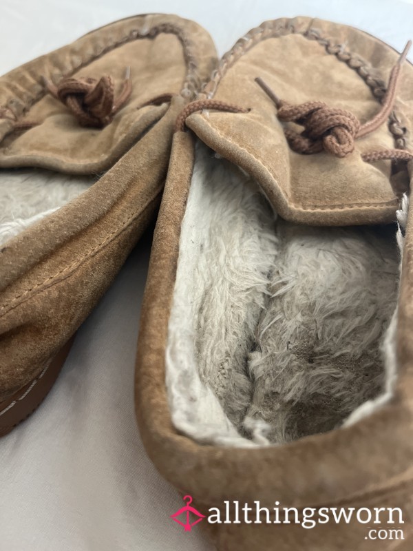 Matted, Dirty Moccasin Slippers