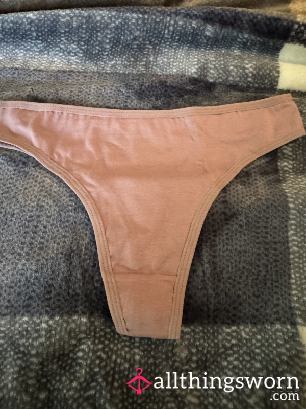 Med Pink Cotton Thong