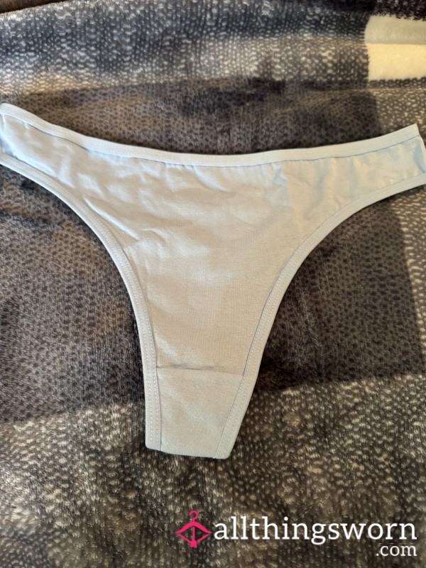 Medium Baby Blue Cotton Thong