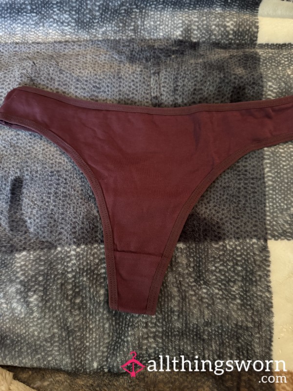 Medium Burgundy Cotton Thong